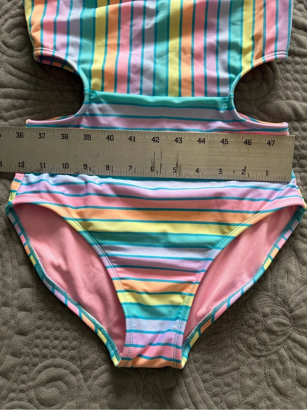 Cat & Jack Pastel Rainbow Stripe Cutout One-Piece Swimsuit